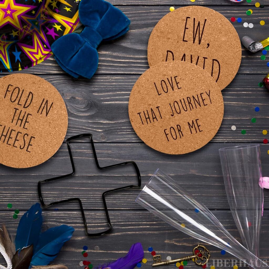6Pcs Cork Mat Drink Coasters with Holder - Cork Coasters for Drinks Home Bar Table Coasters for Coffee Table Decor Drink Coaster Sets with Holder - Absorbent Coasters Wedding Favor Coffee Bar Decor