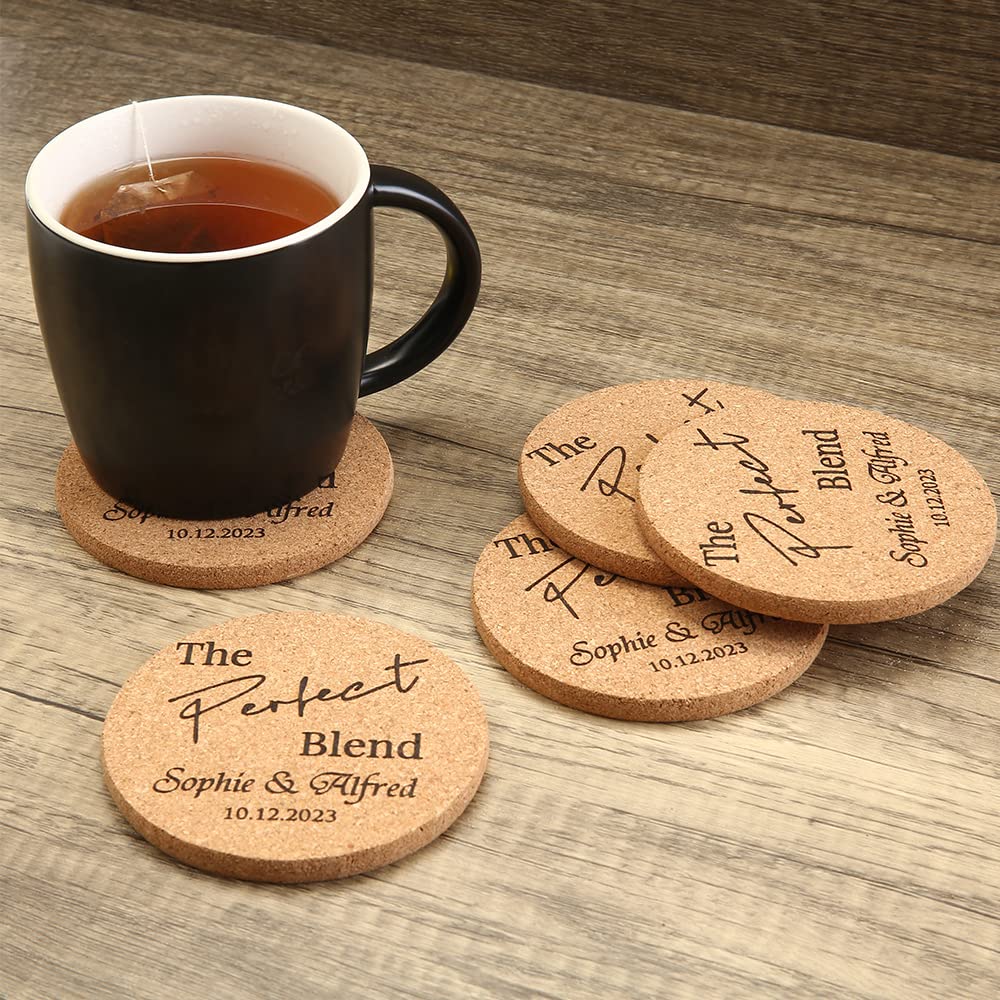 Set of 50, 100, Personalized Cork Coasters, Wedding Favors for Guests, Custom Coasters, Bridal Gift, Wedding Gift, Business Promotional Items